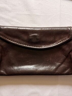 Vintage Towanny Genuine Brown Leather Wallet Pouch Trifold With Coin Pocket